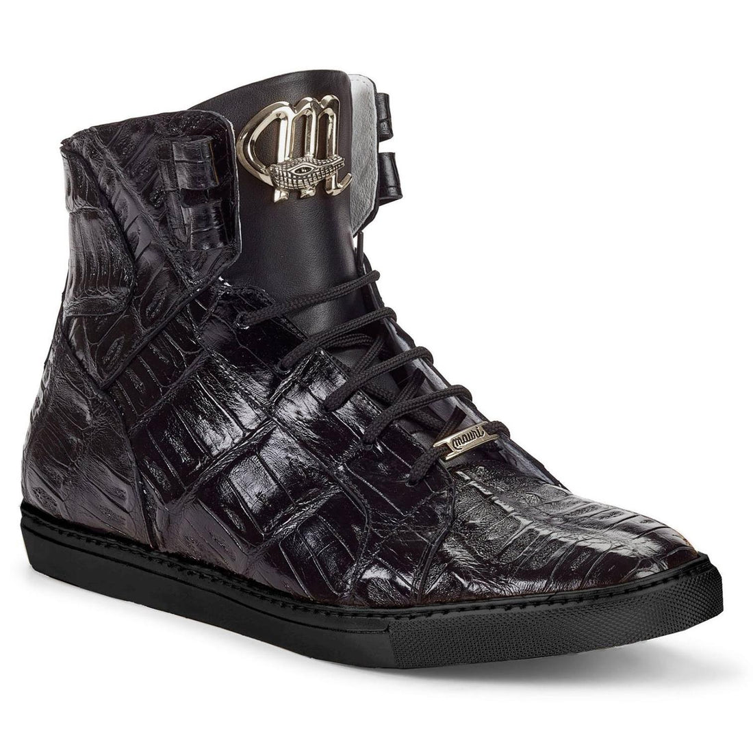 Mauri Black Genuine All Over Crocodile High Top Sneakers