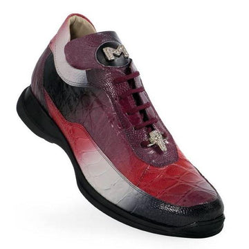 Mauri 8900/2 Black/Gray/Red/Purple Genuine Ostrich Leg/Alligator Sneakers