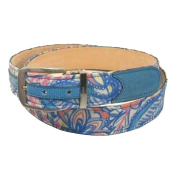 Mauri Blue/White Genuine Lizard Belt