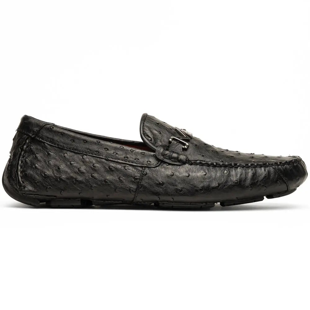 Marco Di Milano Bolonia Black Genuine Ostrich Loafers