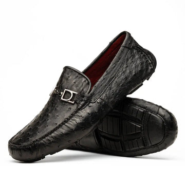 Marco Di Milano Bolonia Black Genuine Ostrich Loafers