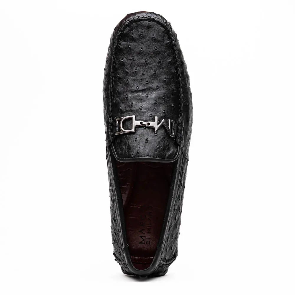 Marco Di Milano Bolonia Black Genuine Ostrich Loafers