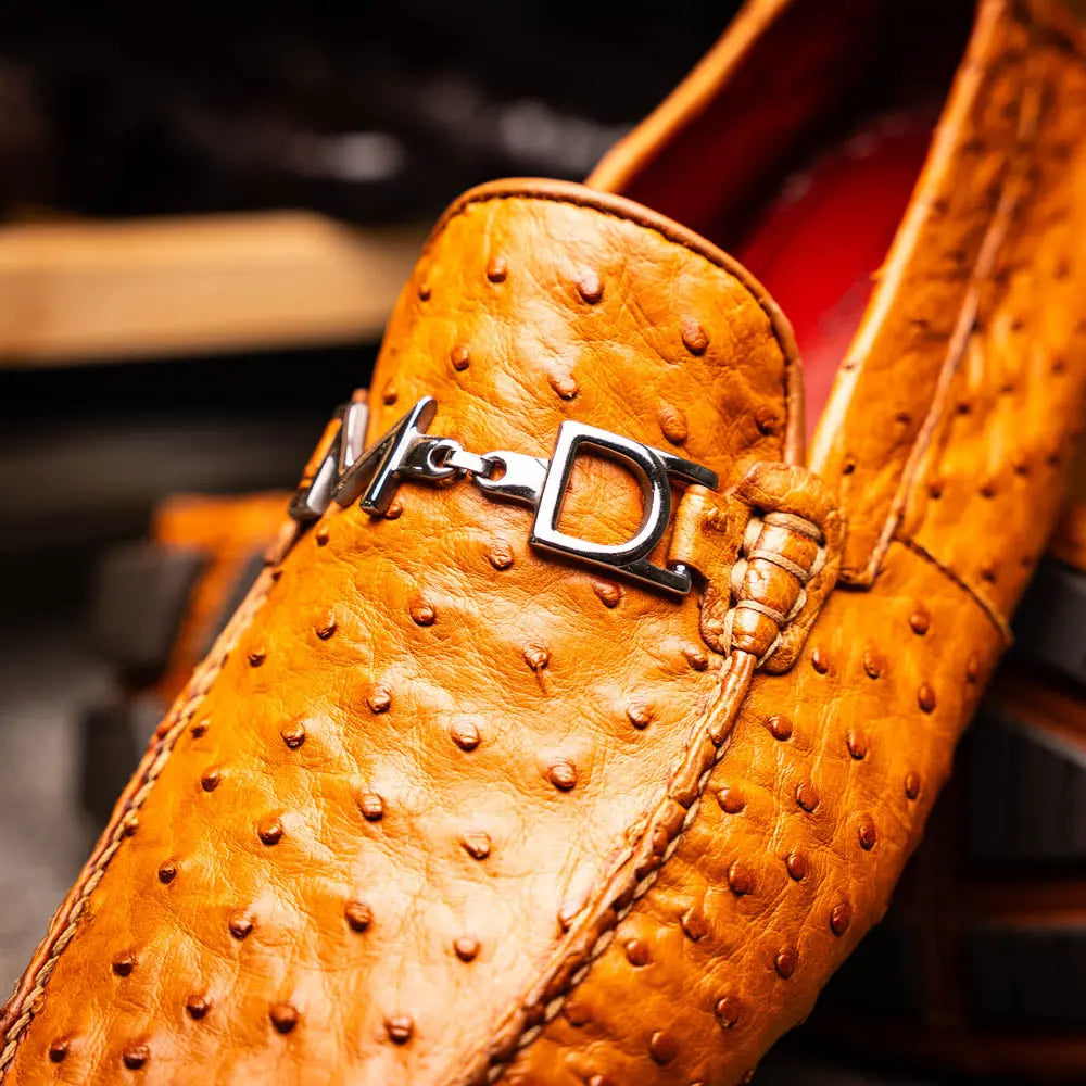 Marco Di Milano Bolonia Brandy Genuine Ostrich Loafers