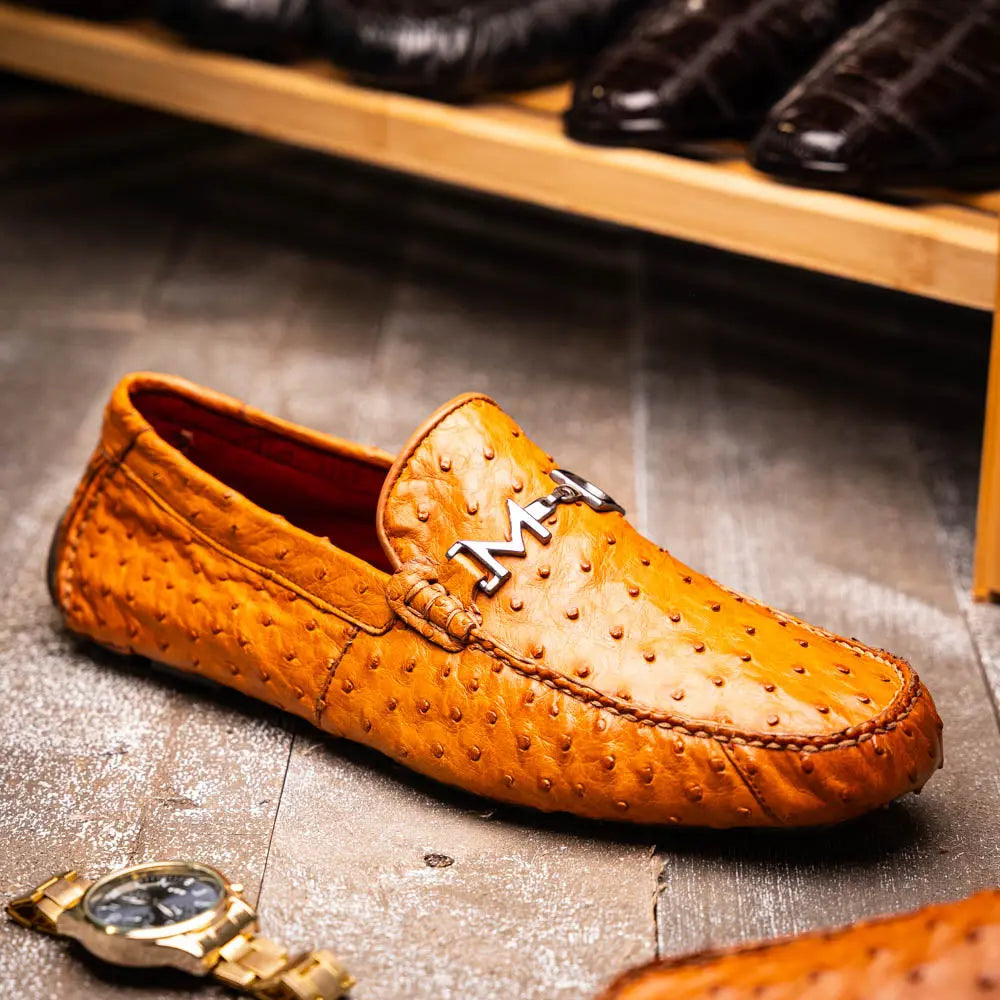 Marco Di Milano Bolonia Brandy Genuine Ostrich Loafers