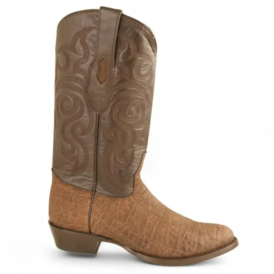 Los Altos 657007 Men's Brown Genuine Elephant Round Toe Cowboy Boots