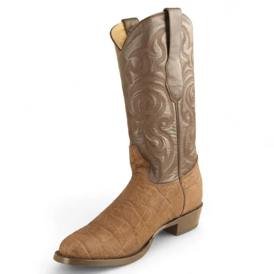 Los Altos 657007 Men's Brown Genuine Elephant Round Toe Cowboy Boots