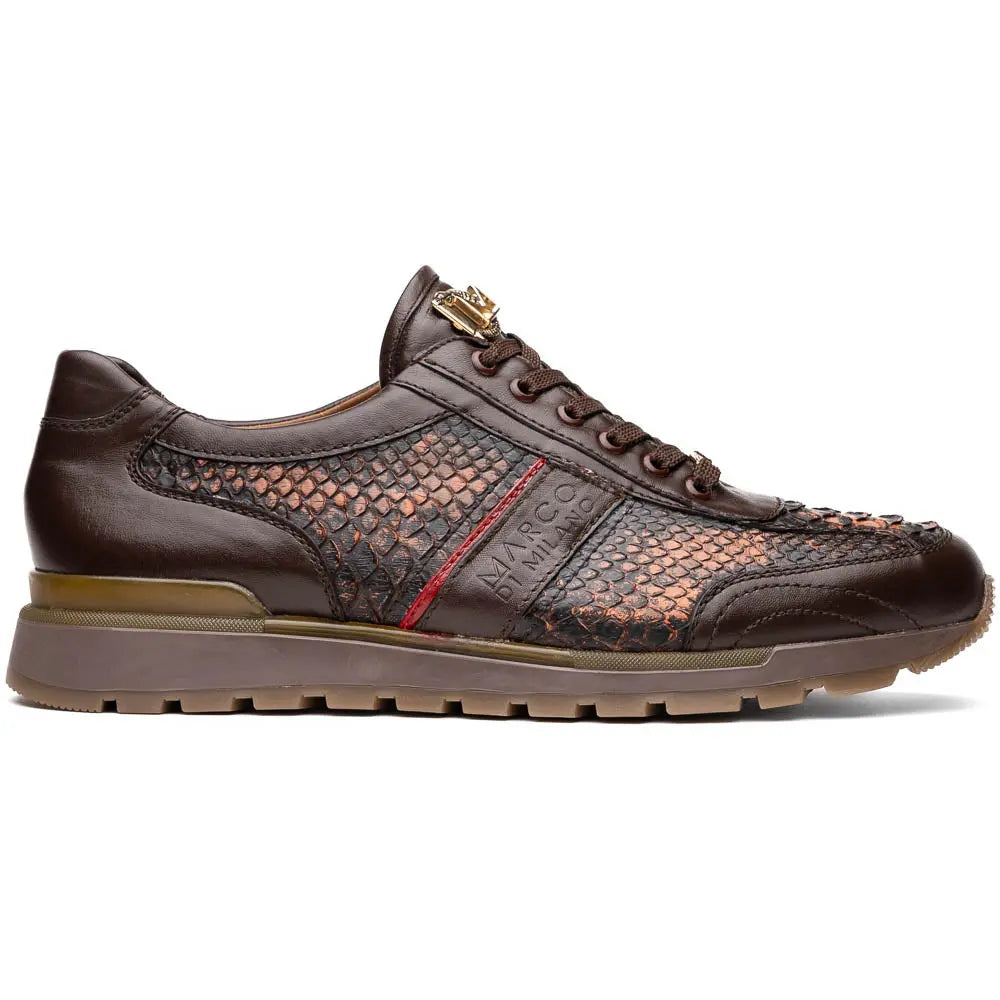 Marco Di Milano Brescia Washed Cognac Genuine Python Sneakers