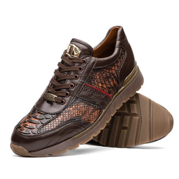 Marco Di Milano Brescia Washed Cognac Genuine Python Sneakers