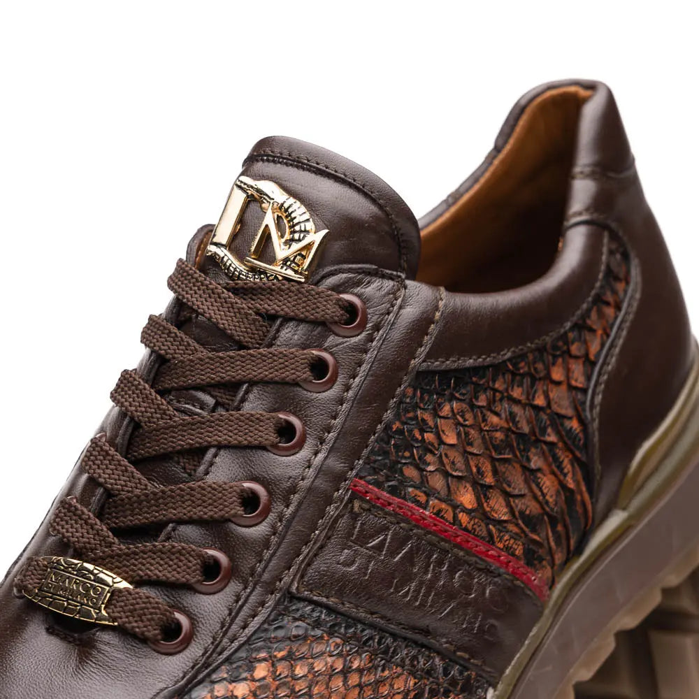 Marco Di Milano Brescia Washed Cognac Genuine Python Sneakers
