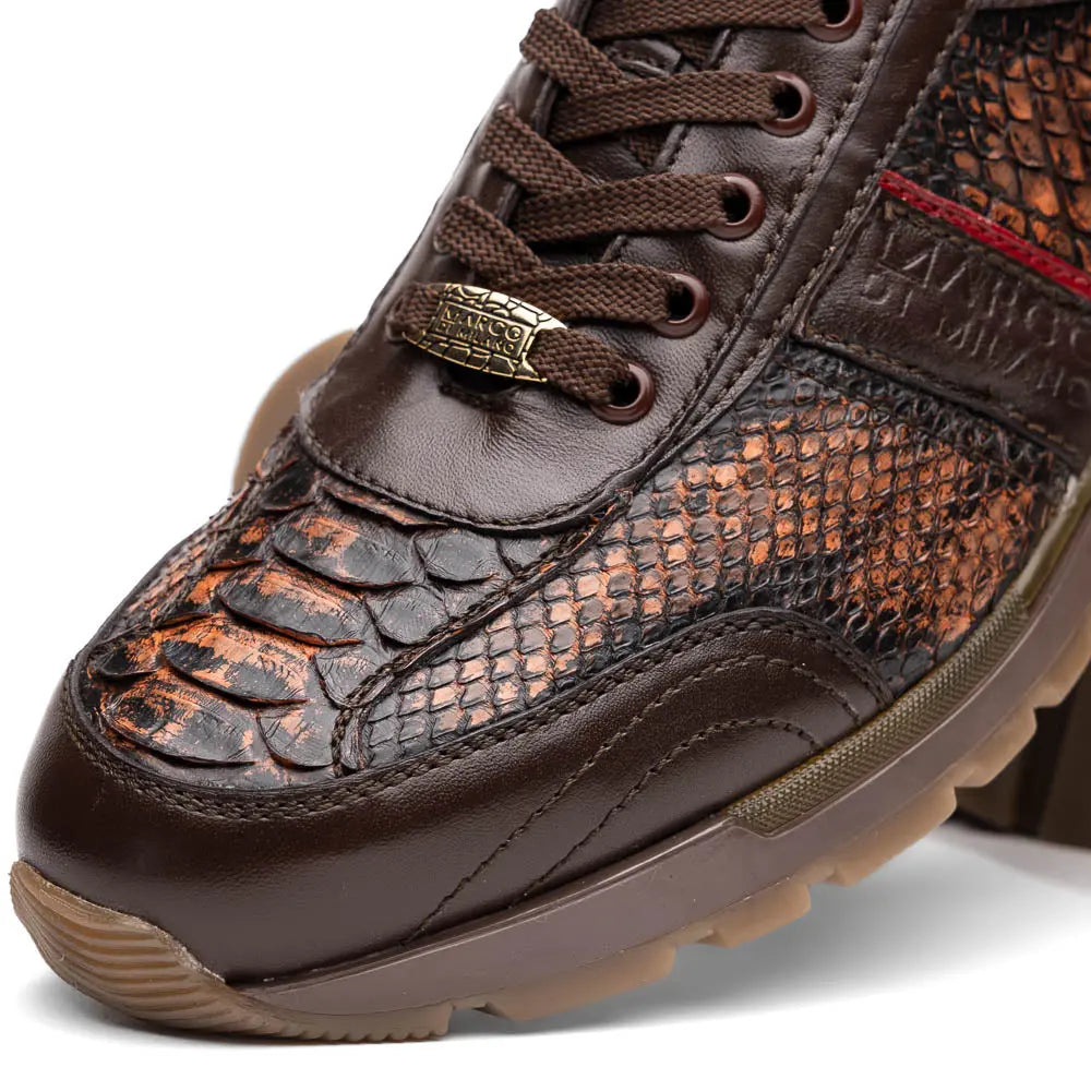 Marco Di Milano Brescia Washed Cognac Genuine Python Sneakers