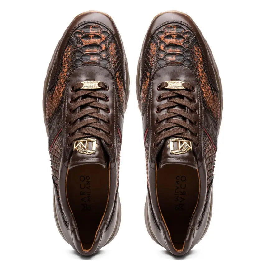 Marco Di Milano Brescia Washed Cognac Genuine Python Sneakers