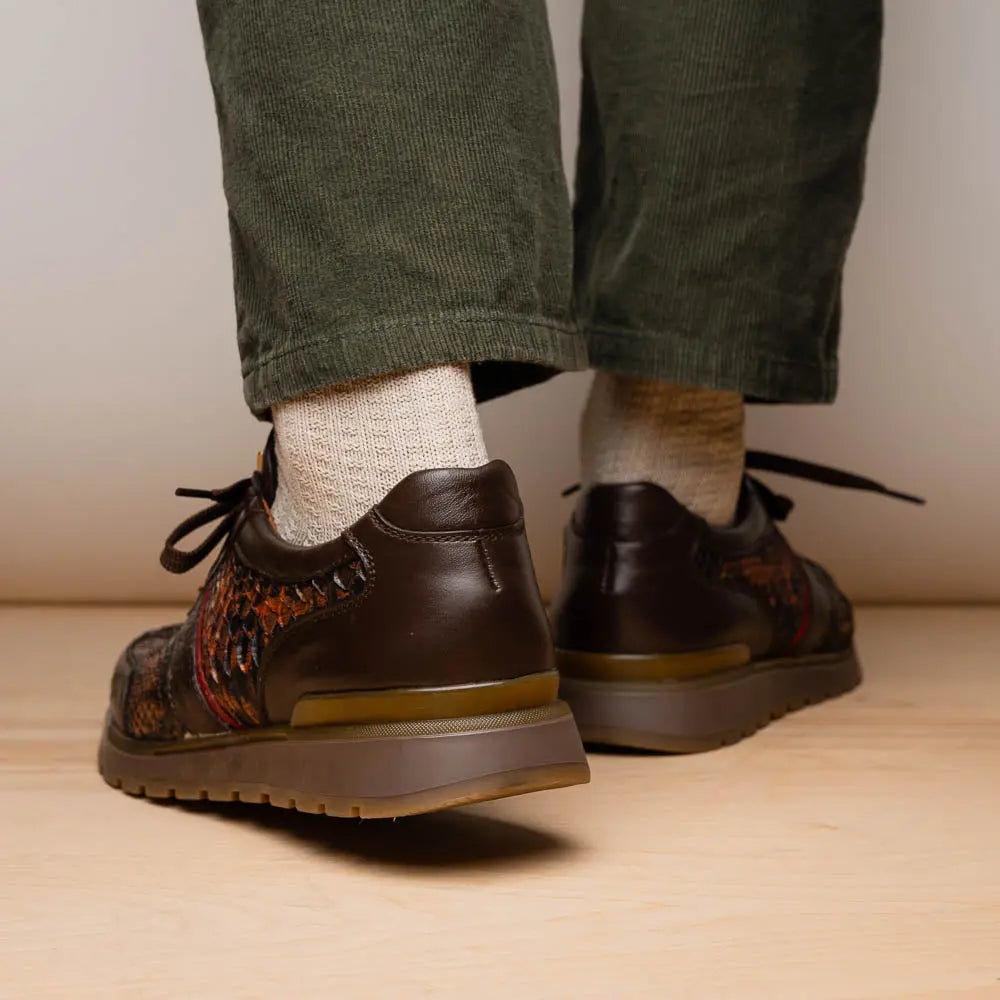 Marco Di Milano Brescia Washed Cognac Genuine Python Sneakers