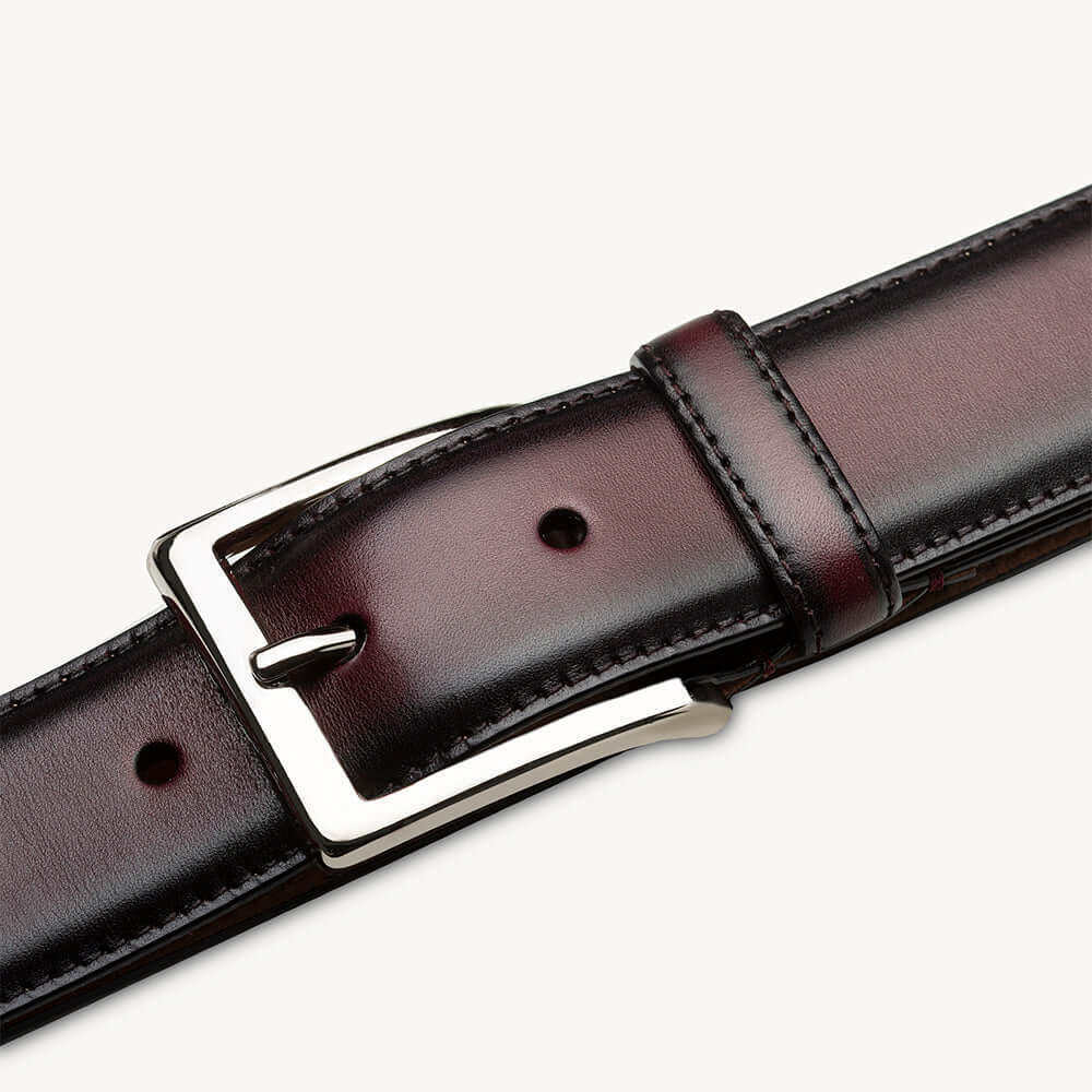 Mezlan AO11522 Classic Patina Burgundy Calfskin Belt