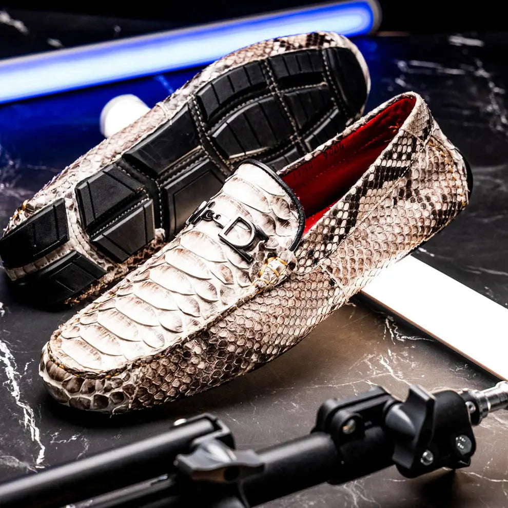 Marco Di Milano Capri Natural Genuine Python Loafers