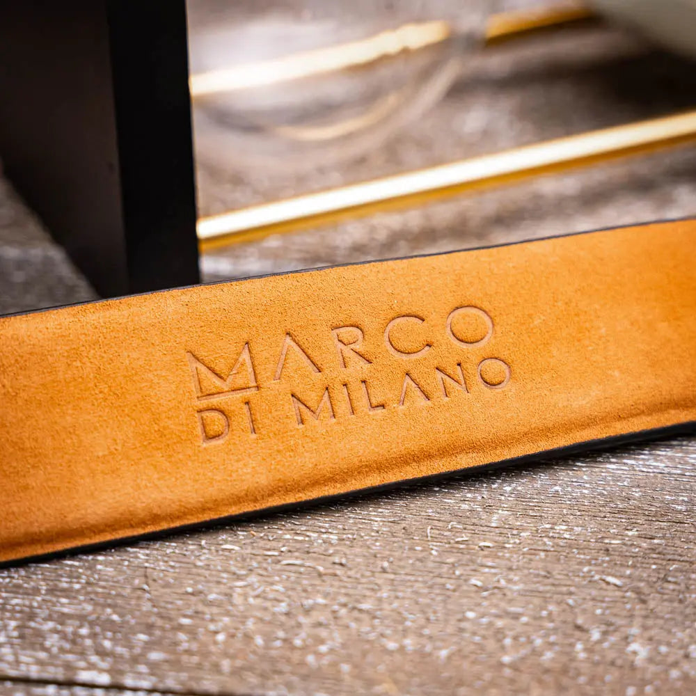 Marco Di Milano Caribe Black/Newspaper Genuine Caiman Crocodile Belt