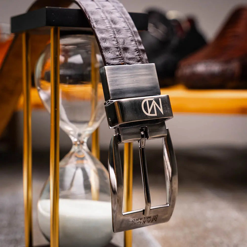 Marco Di Milano Caribe Brown/Pantano Genuine Caiman Crocodile Belt