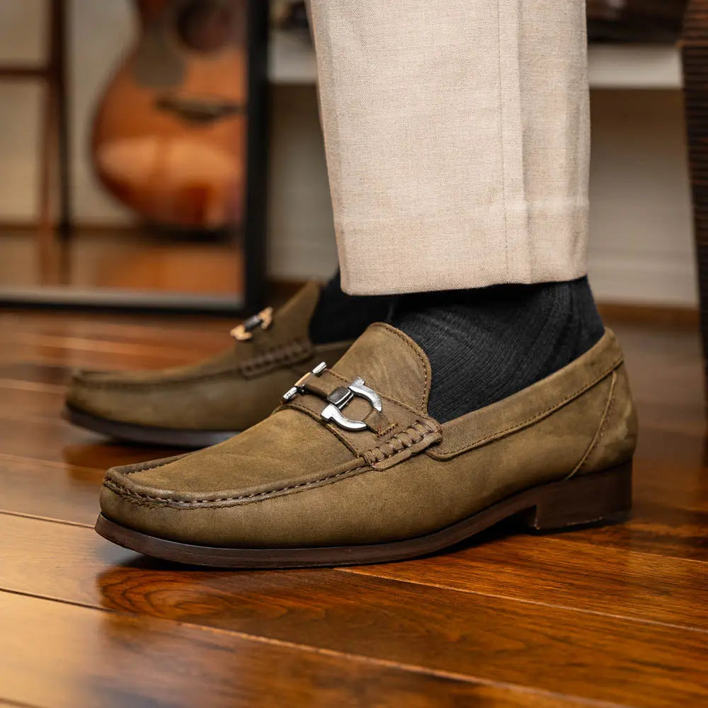 Marco Di Milano Cassarano Crazy Olive Genuine Calf Loafers