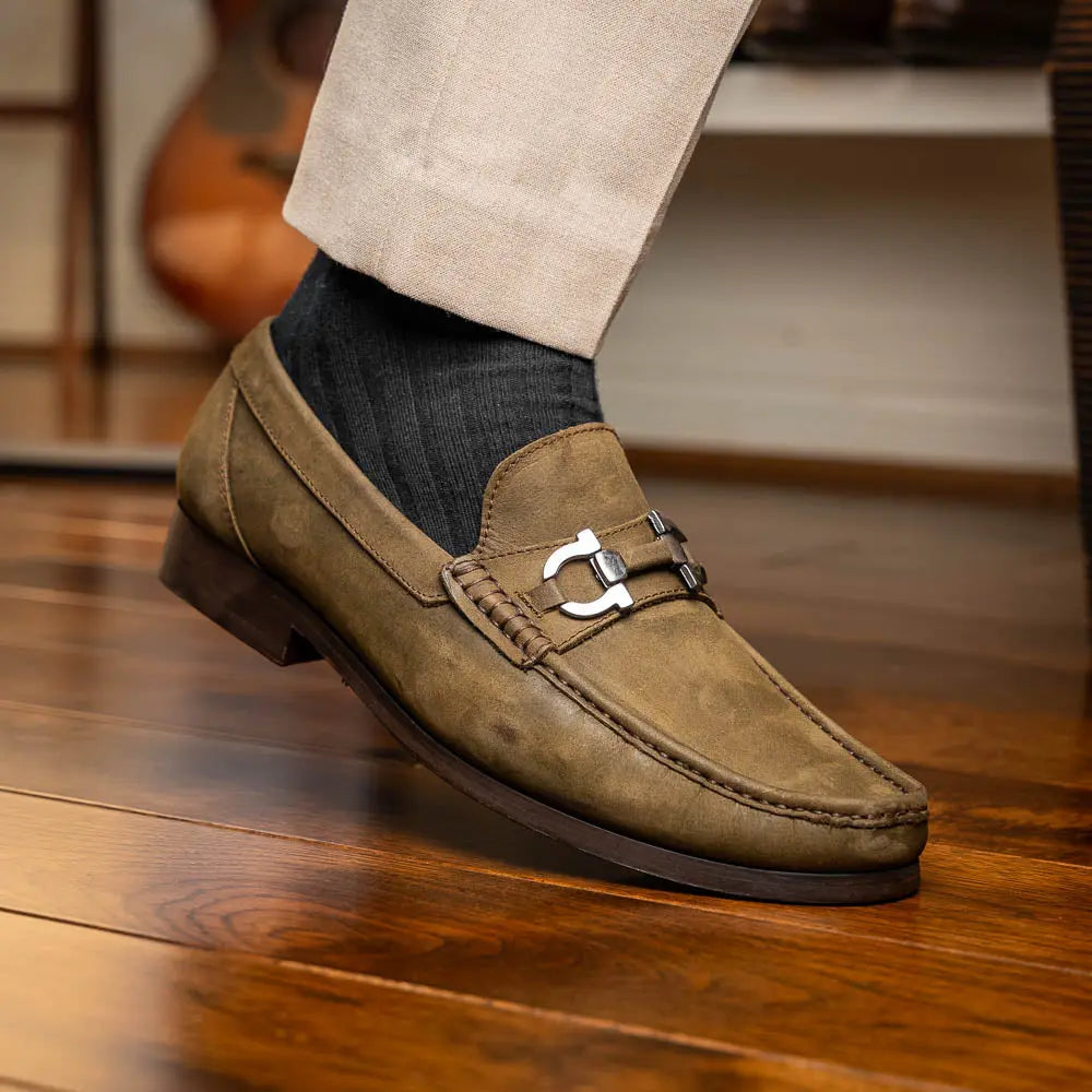 Marco Di Milano Cassarano Crazy Olive Genuine Calf Loafers