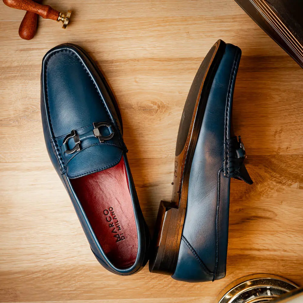 Marco Di Milano Cassarano Navy Genuine Calf Loafers
