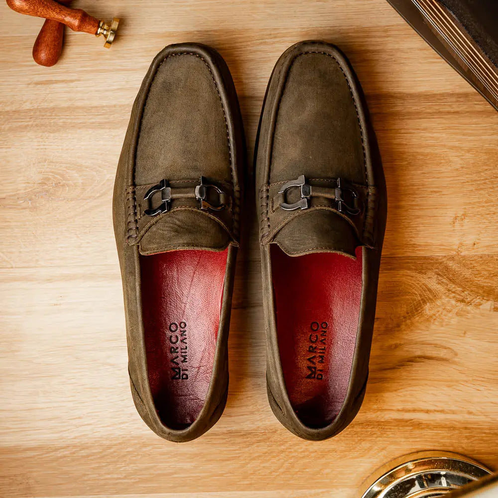 Marco Di Milano Cassarano Crazy Olive Genuine Calf Loafers