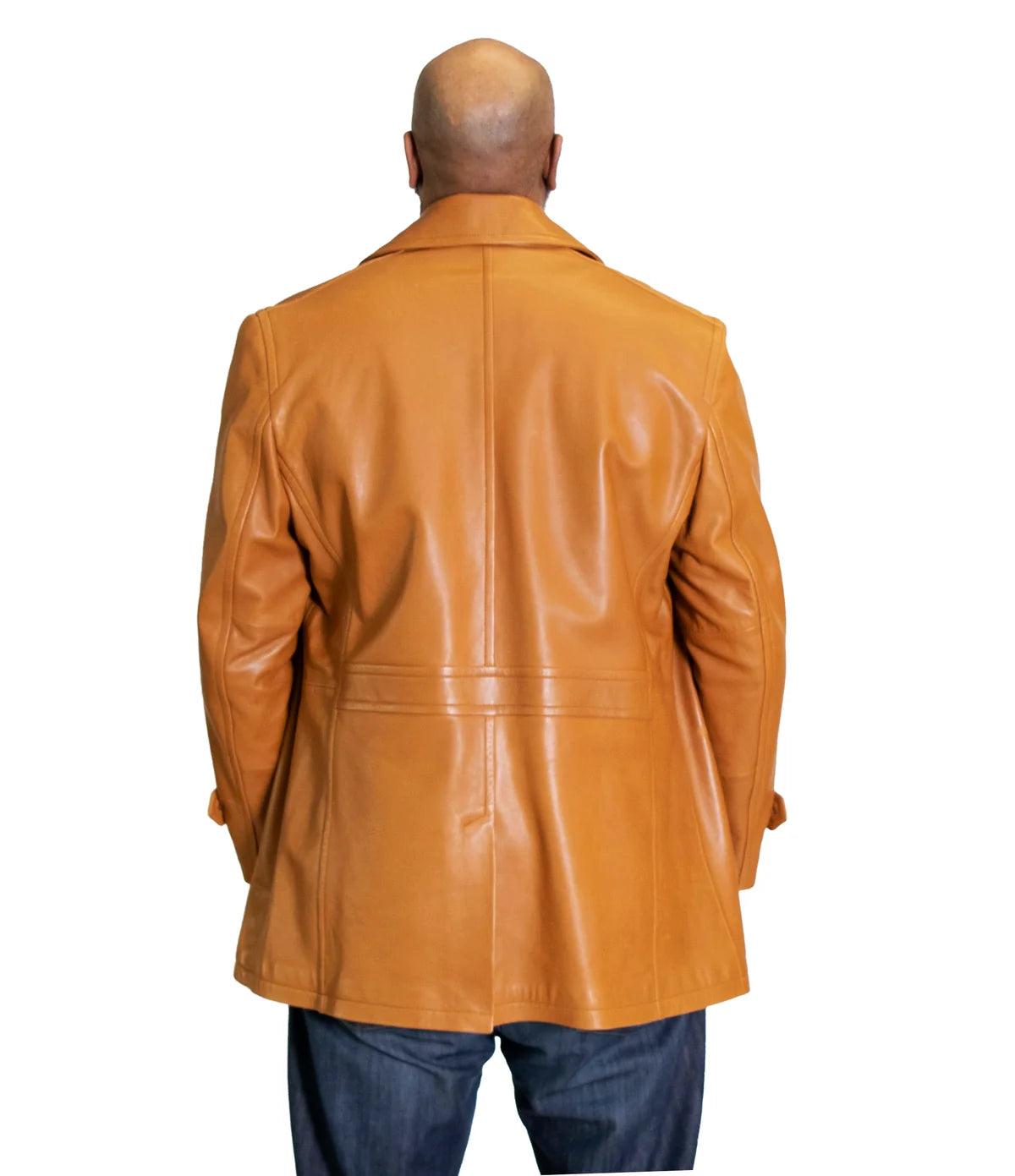 Jakewood 2092 Tan Genuine Lambskin Leather Double Breasted Peacoat