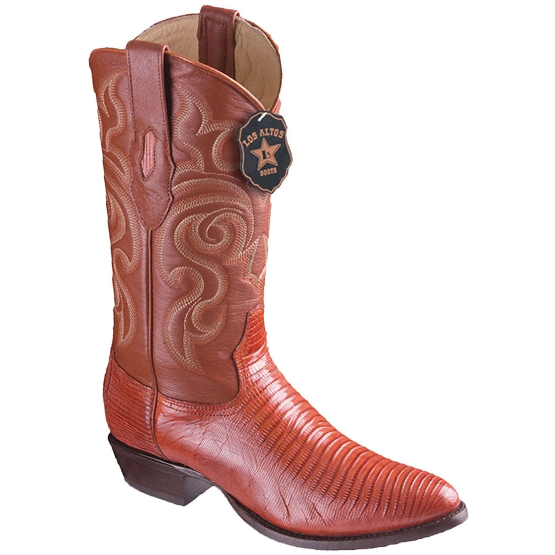 Los Altos 650703 Men's Cognac Genuine Teju Round Toe Cowboy Boots