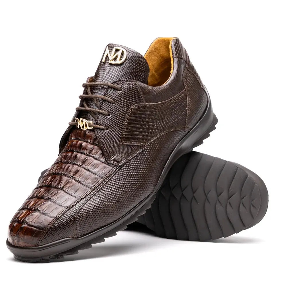 Marco Di Milano Crater Brown Genuine Caiman Crocodile/Lizard Sneakers