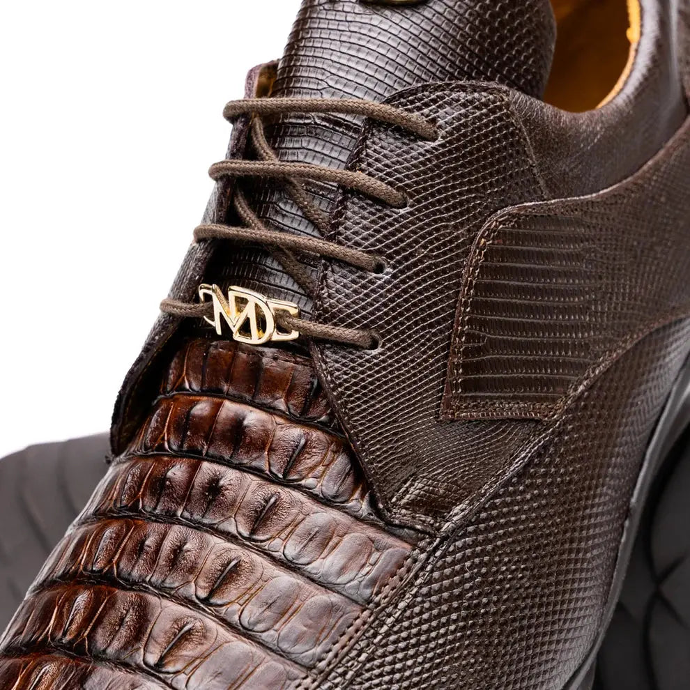 Marco Di Milano Crater Brown Genuine Caiman Crocodile/Lizard Sneakers