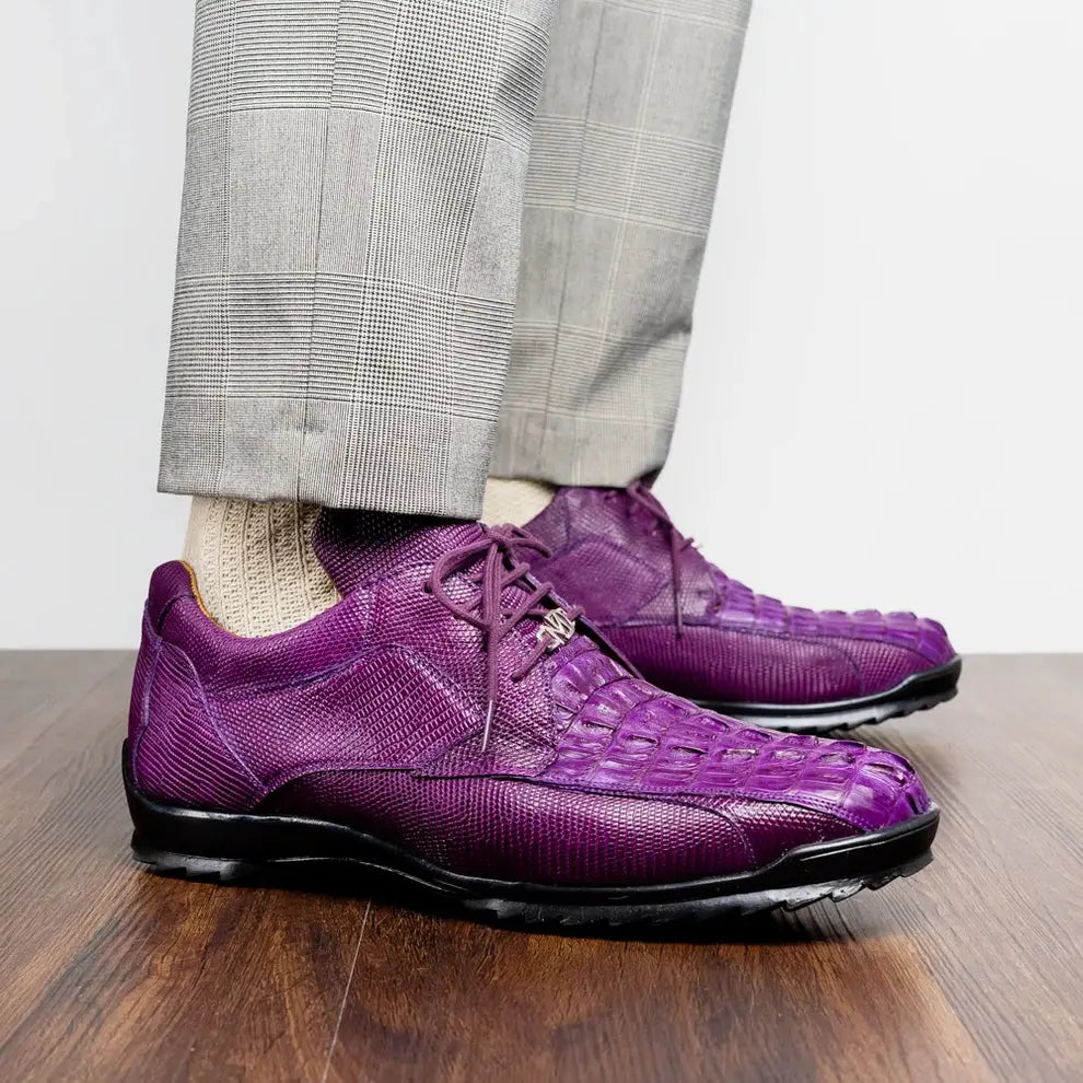 Marco Di Milano Crater Purple Genuine Caiman Crocodile/Lizard Sneakers