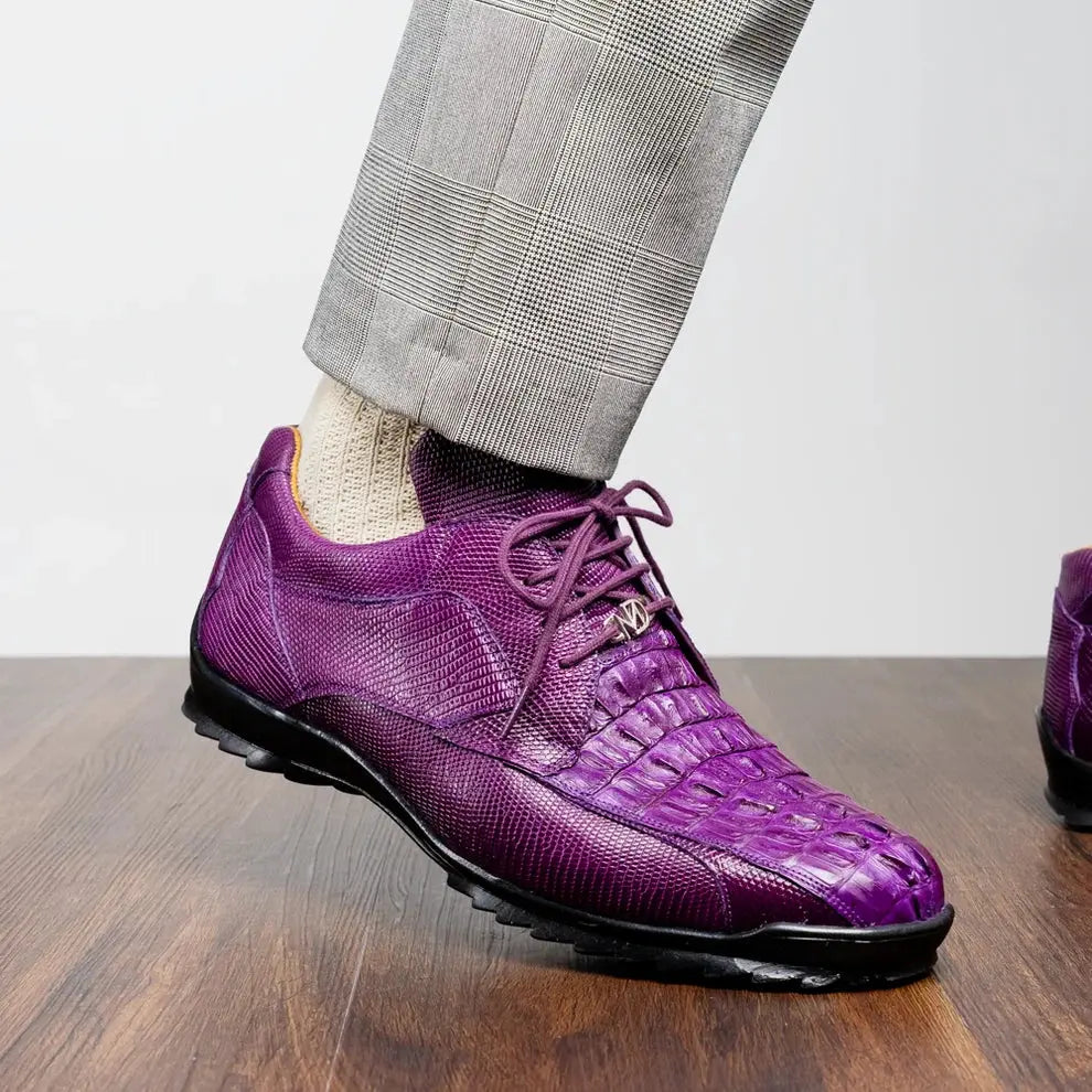 Marco Di Milano Crater Purple Genuine Caiman Crocodile/Lizard Sneakers