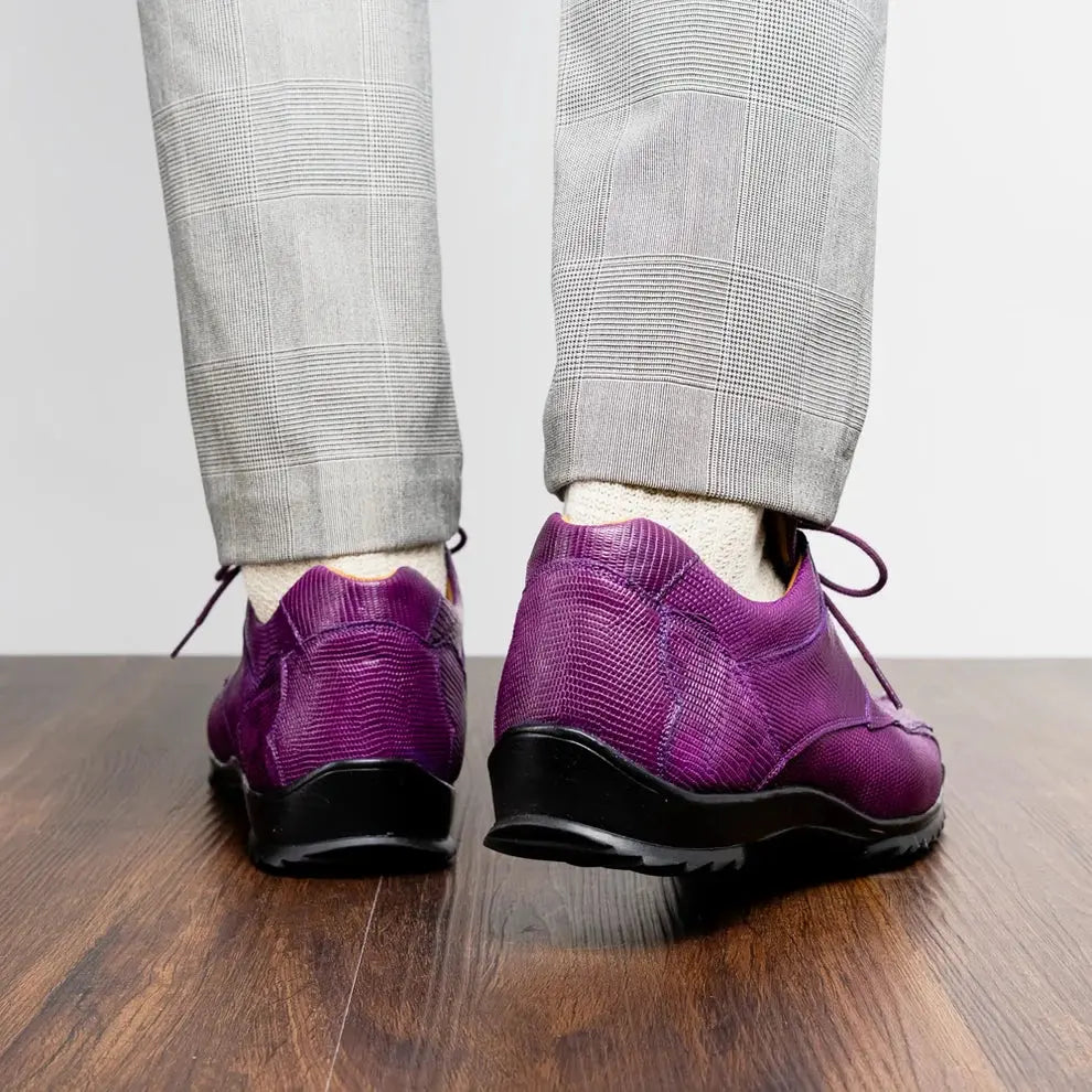 Marco Di Milano Crater Purple Genuine Caiman Crocodile/Lizard Sneakers