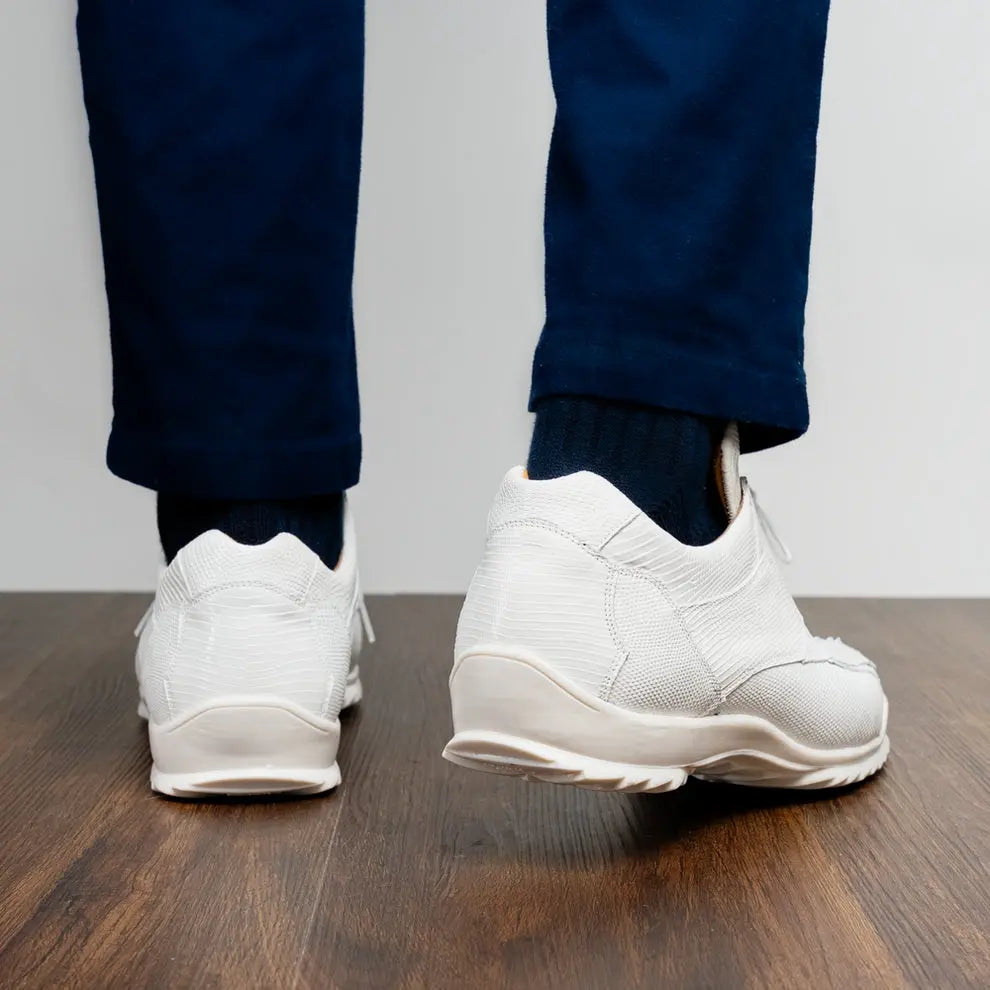 Marco Di Milano Crater White Genuine Caiman Crocodile/Lizard Sneakers