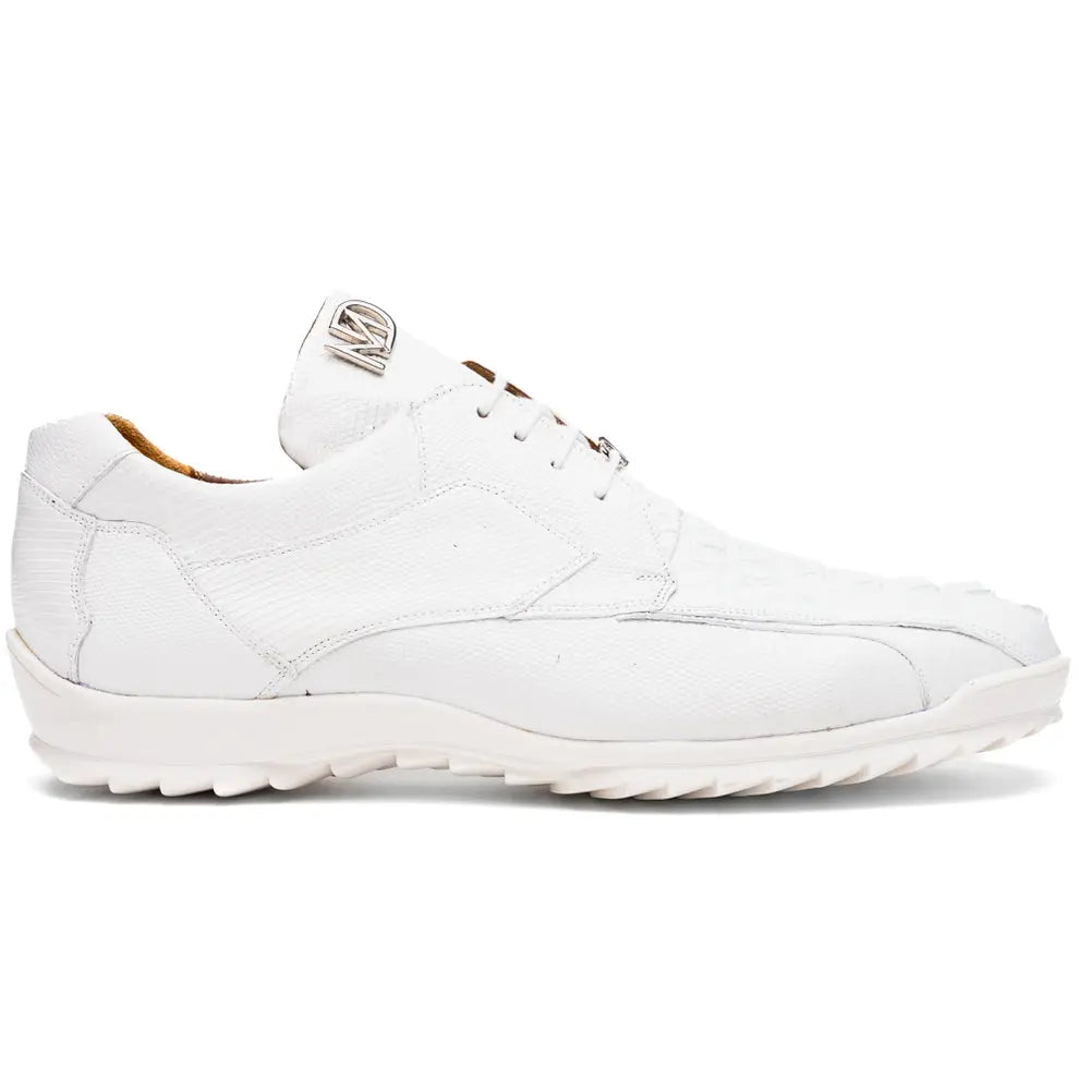 Marco Di Milano Crater White Genuine Caiman Crocodile/Lizard Sneakers