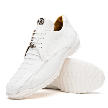 Marco Di Milano Crater White Genuine Caiman Crocodile/Lizard Sneakers