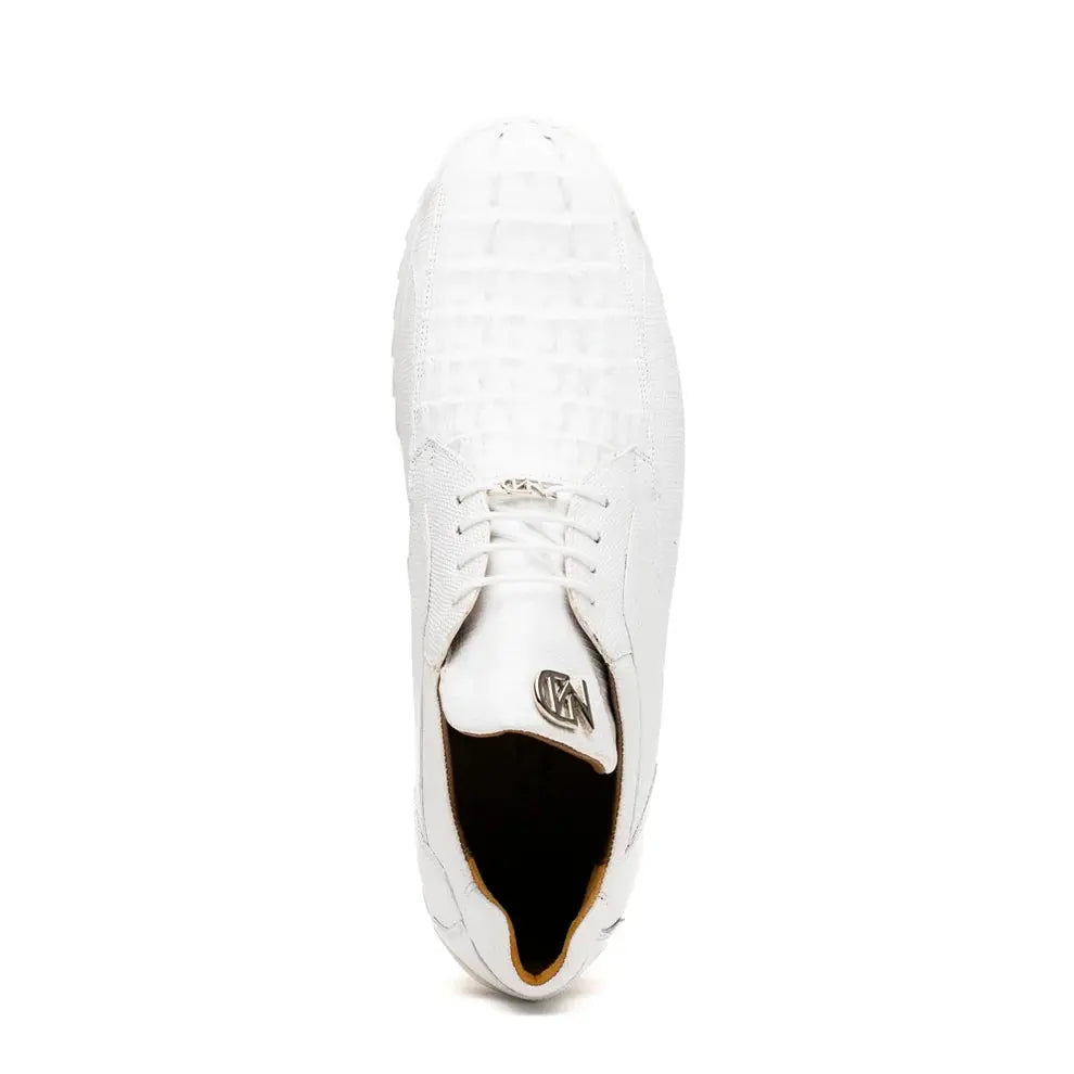 Marco Di Milano Crater White Genuine Caiman Crocodile/Lizard Sneakers