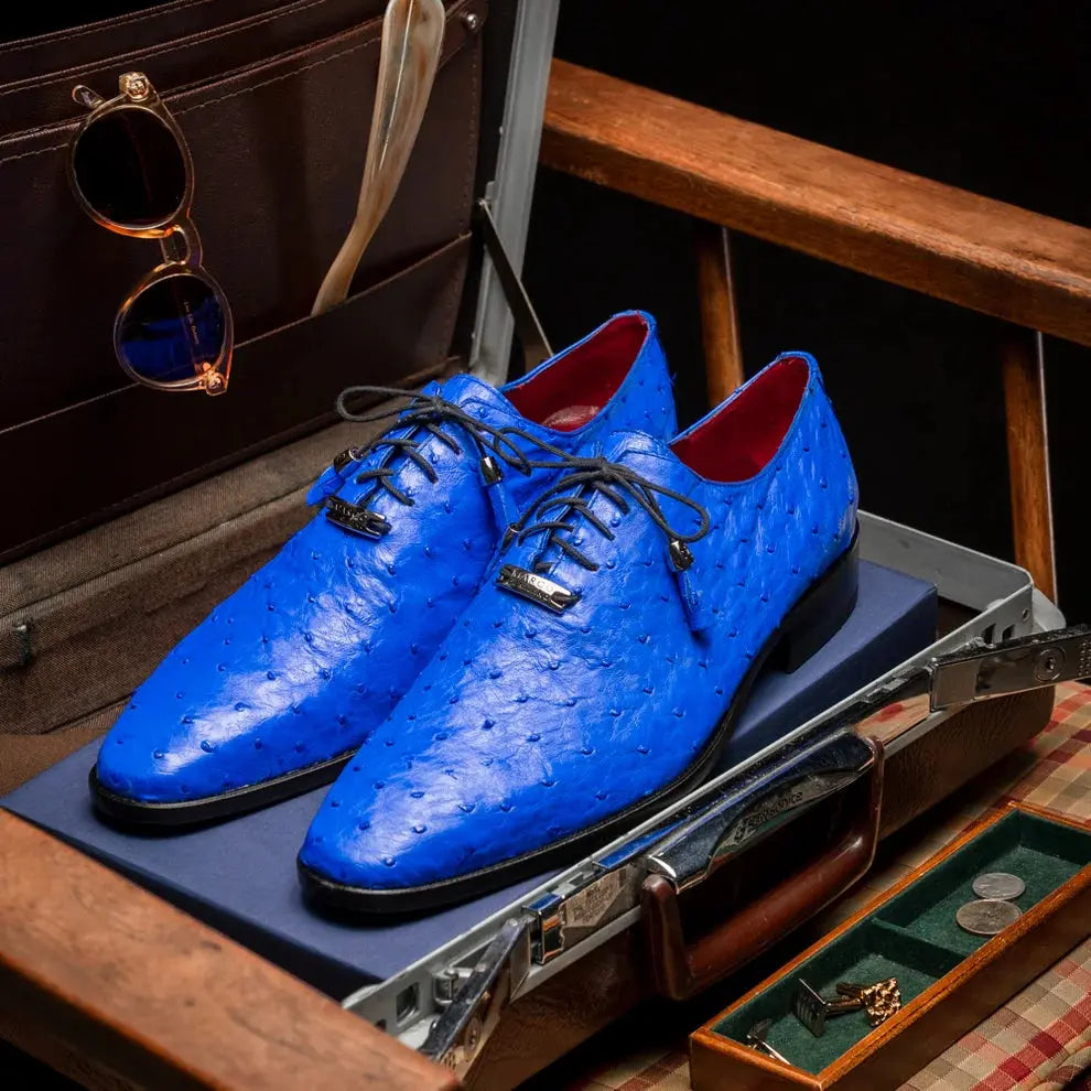 Marco Di Milano Criss Electric Blue Genuine Ostrich Oxfords