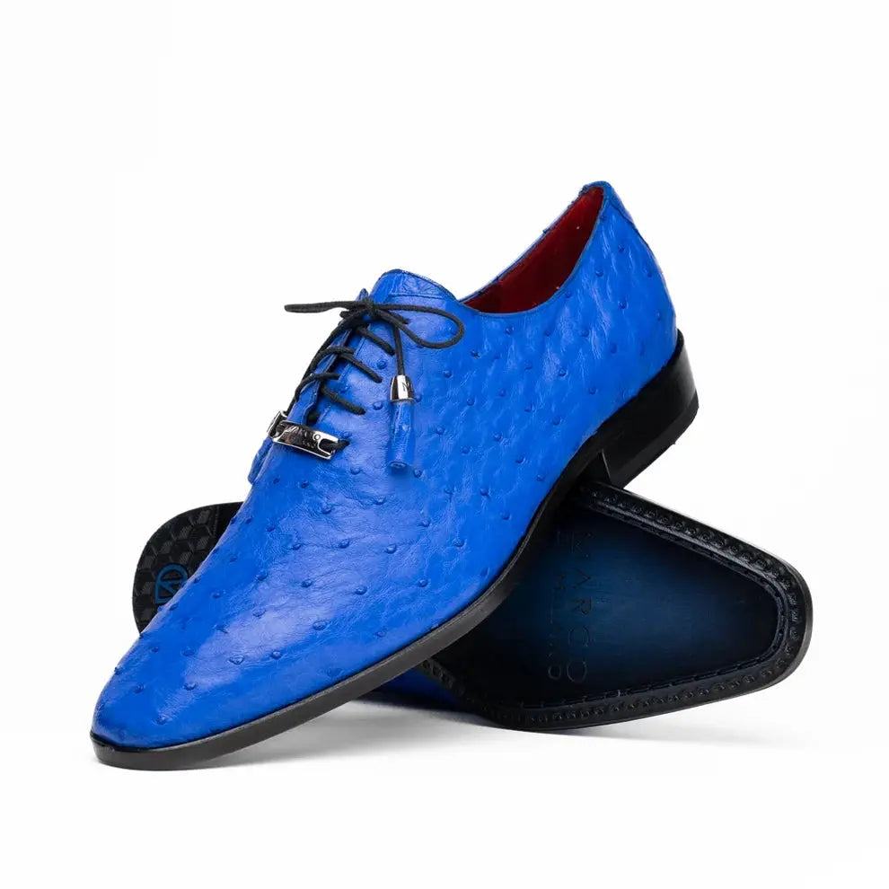 Marco Di Milano Criss Electric Blue Genuine Ostrich Oxfords