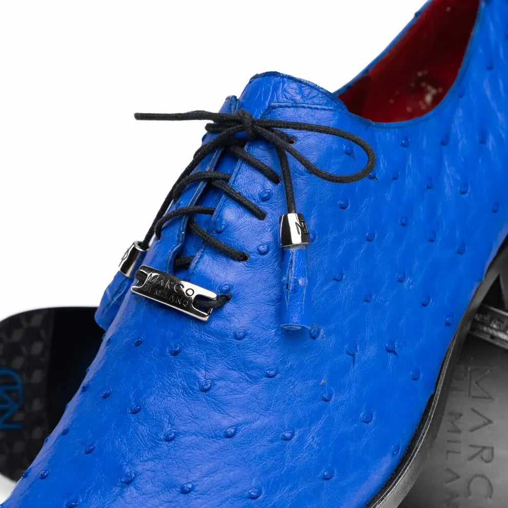 Marco Di Milano Criss Electric Blue Genuine Ostrich Oxfords