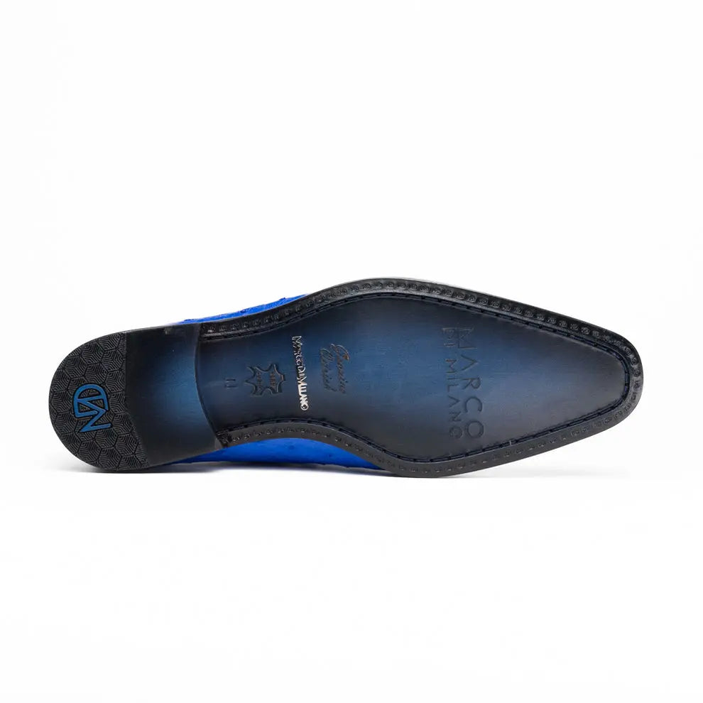 Marco Di Milano Criss Electric Blue Genuine Ostrich Oxfords