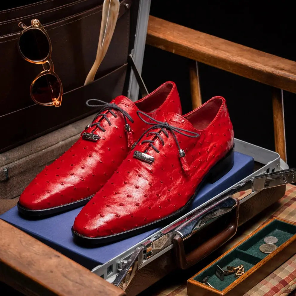 Marco Di Milano Criss Red Genuine Ostrich Oxfords