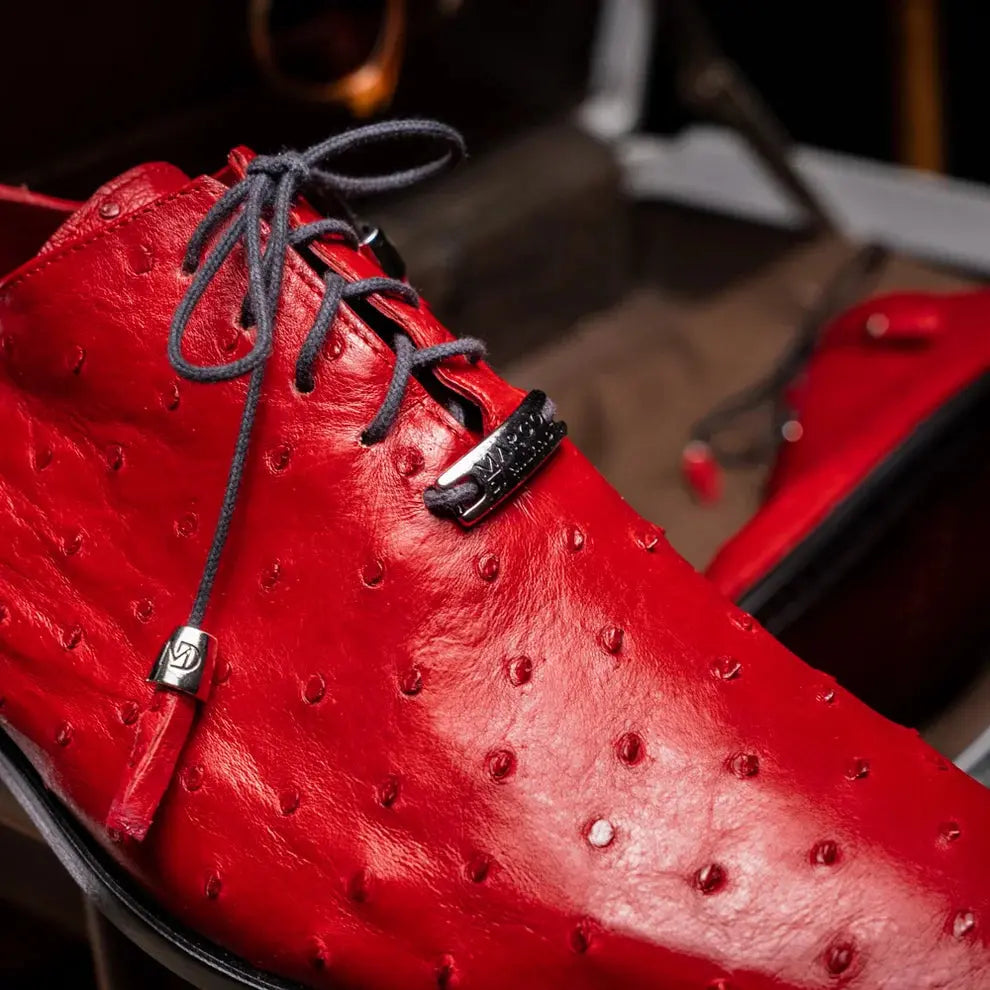 Marco Di Milano Criss Red Genuine Ostrich Oxfords