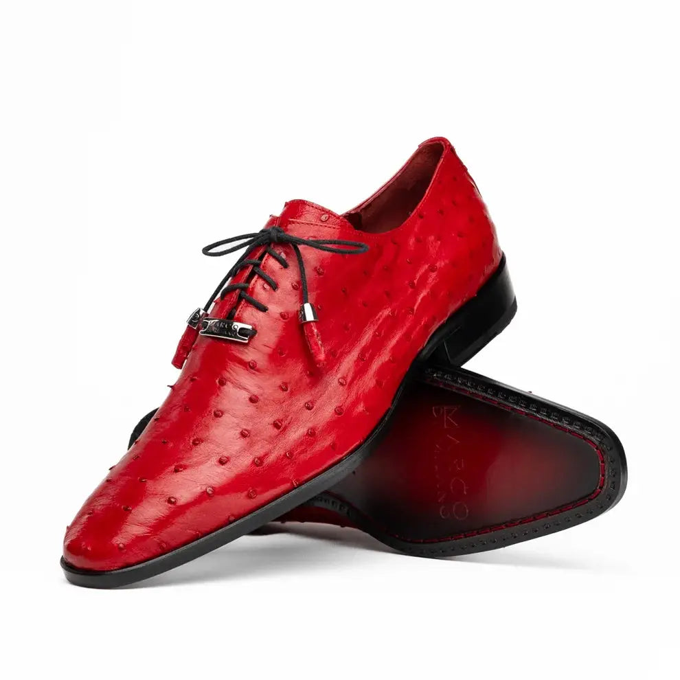 Marco Di Milano Criss Red Genuine Ostrich Oxfords