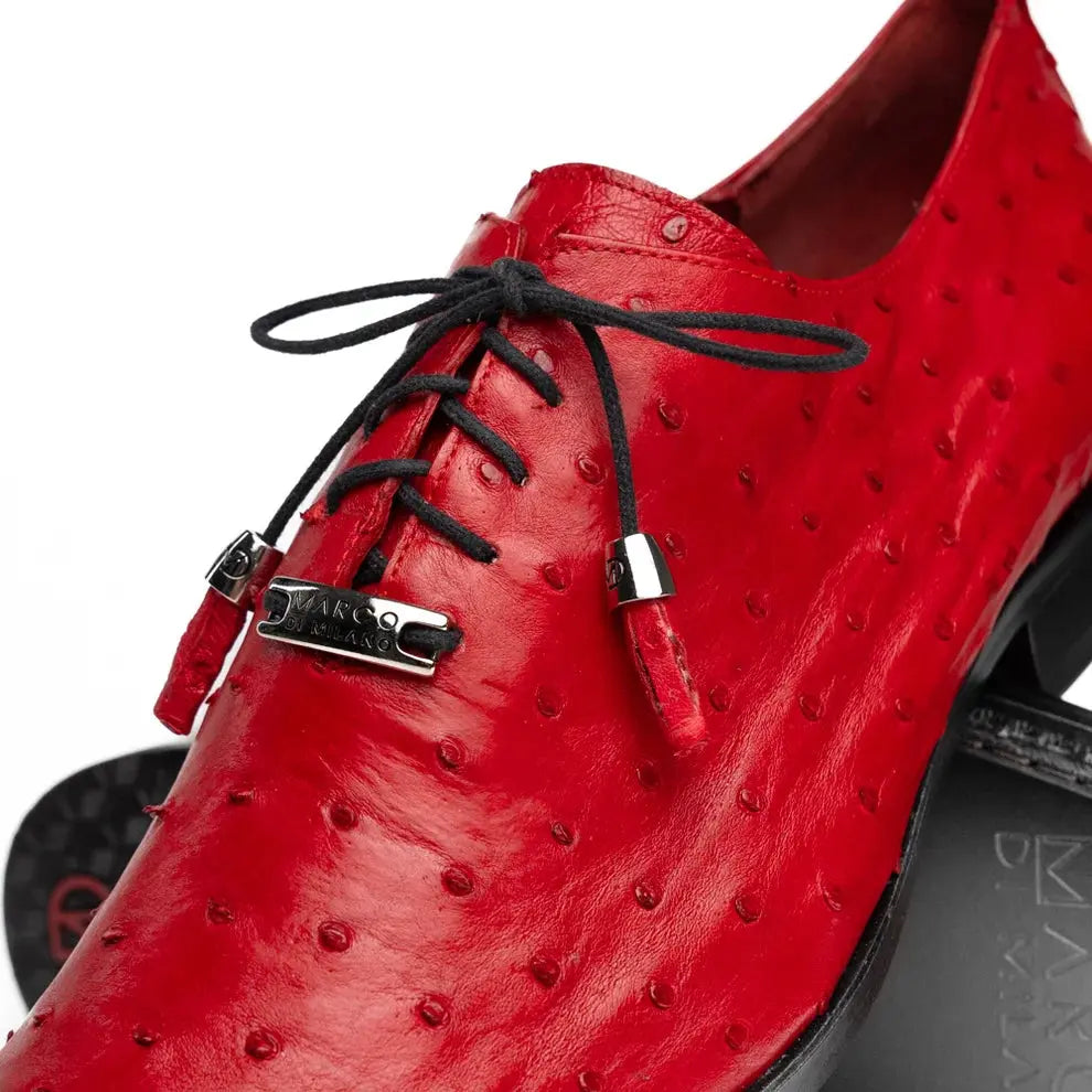 Marco Di Milano Criss Red Genuine Ostrich Oxfords