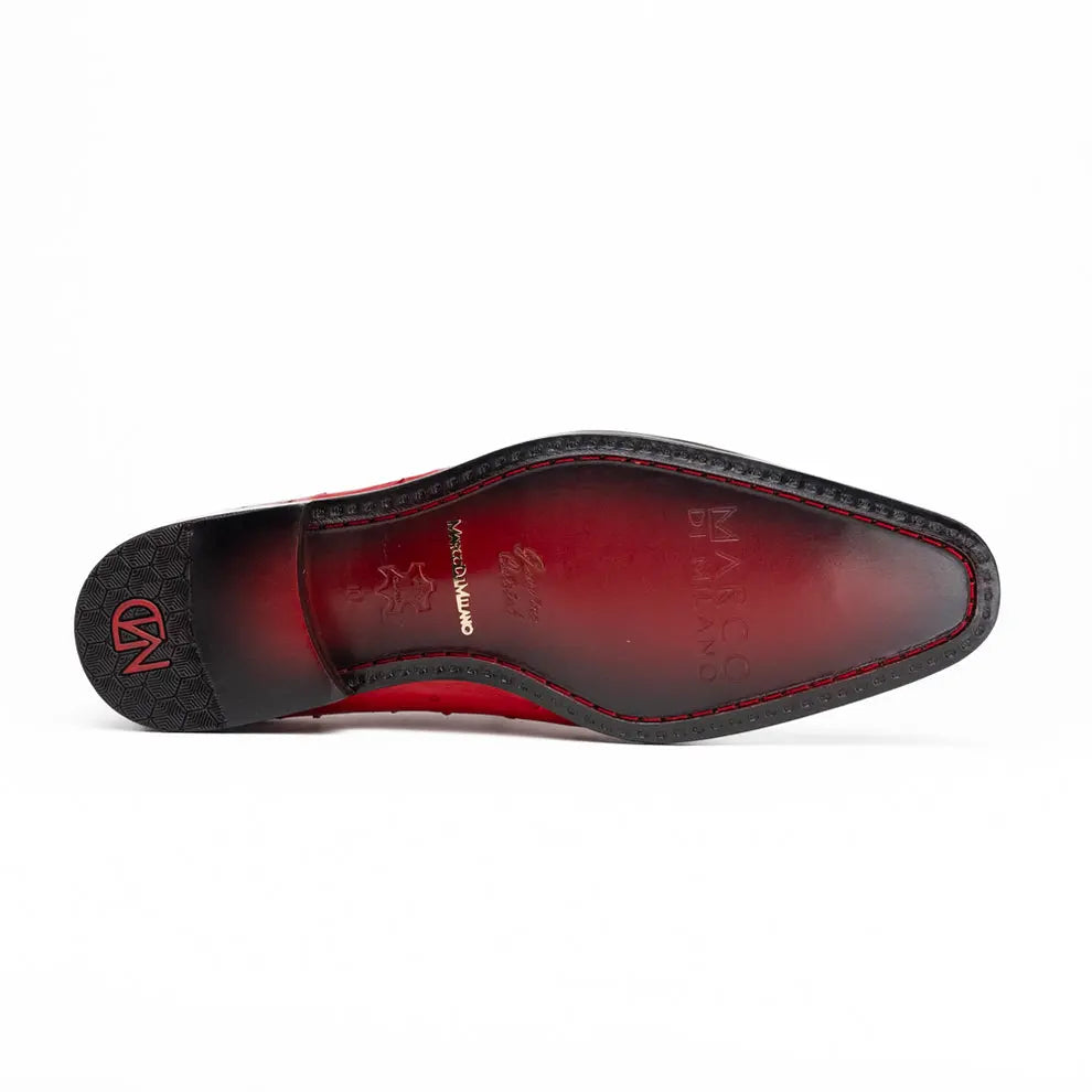 Marco Di Milano Criss Red Genuine Ostrich Oxfords