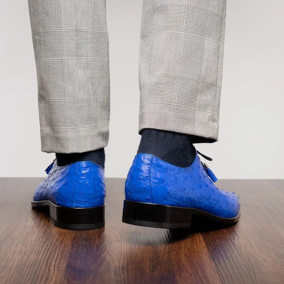 Marco Di Milano Criss Electric Blue Genuine Ostrich Oxfords