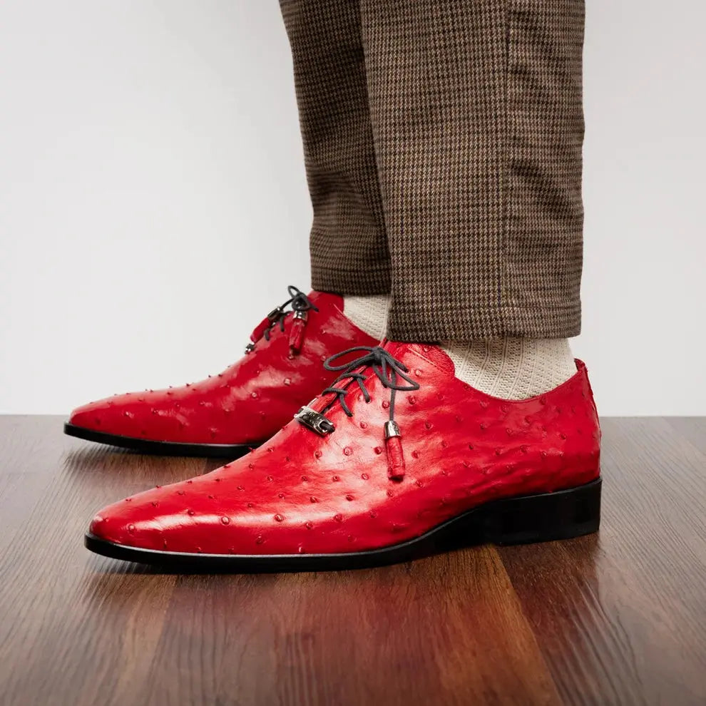 Marco Di Milano Criss Red Genuine Ostrich Oxfords
