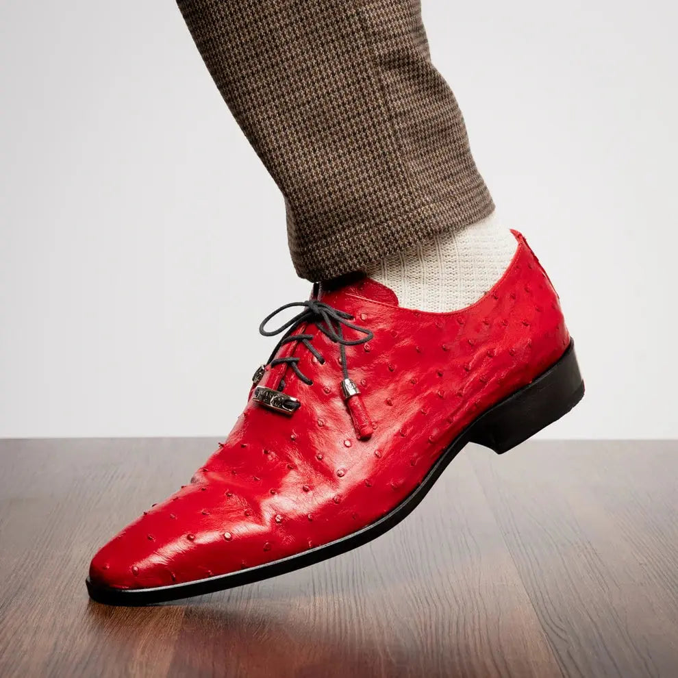 Marco Di Milano Criss Red Genuine Ostrich Oxfords