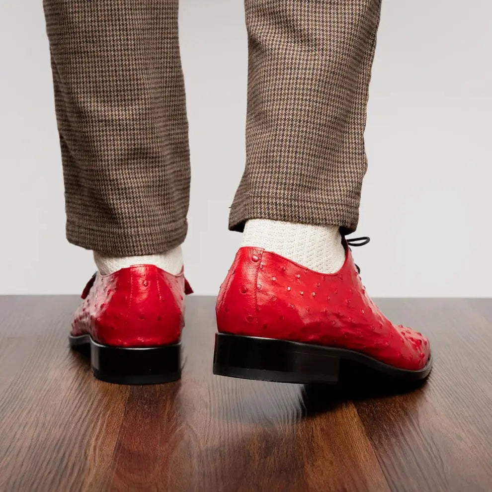 Marco Di Milano Criss Red Genuine Ostrich Oxfords