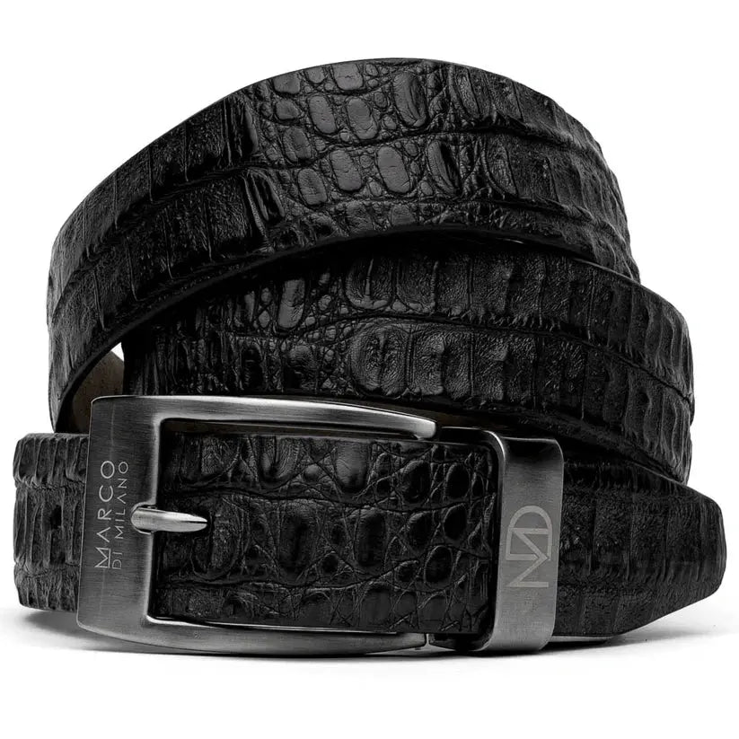 Marco Di Milano Riccardo Black Genuine Crocodile Belt