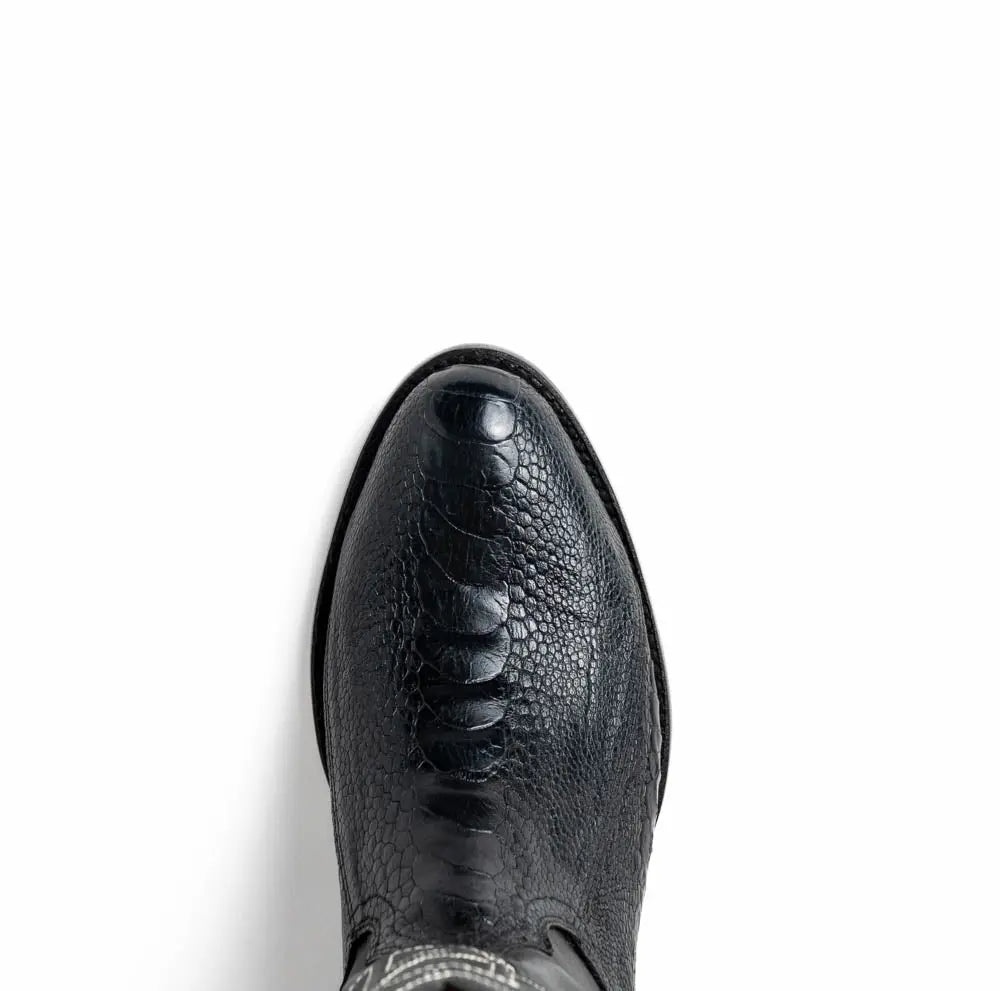 Marco Di Milano Denver Black Genuine Ostrich Leg Cowboy Boots